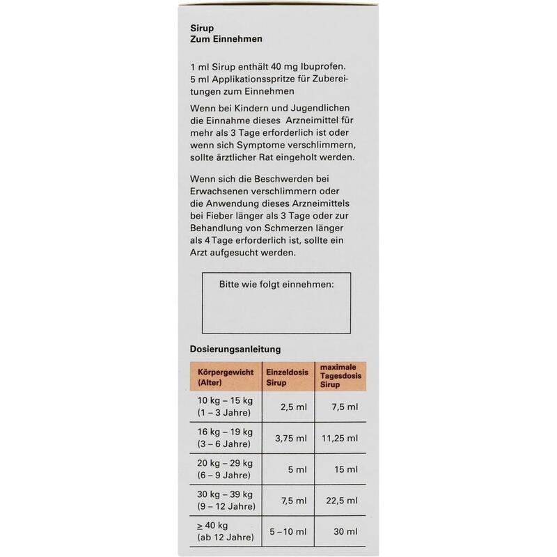 IBU-RATIOPHARM Fiebersaft für Kinder 40 mg/ml