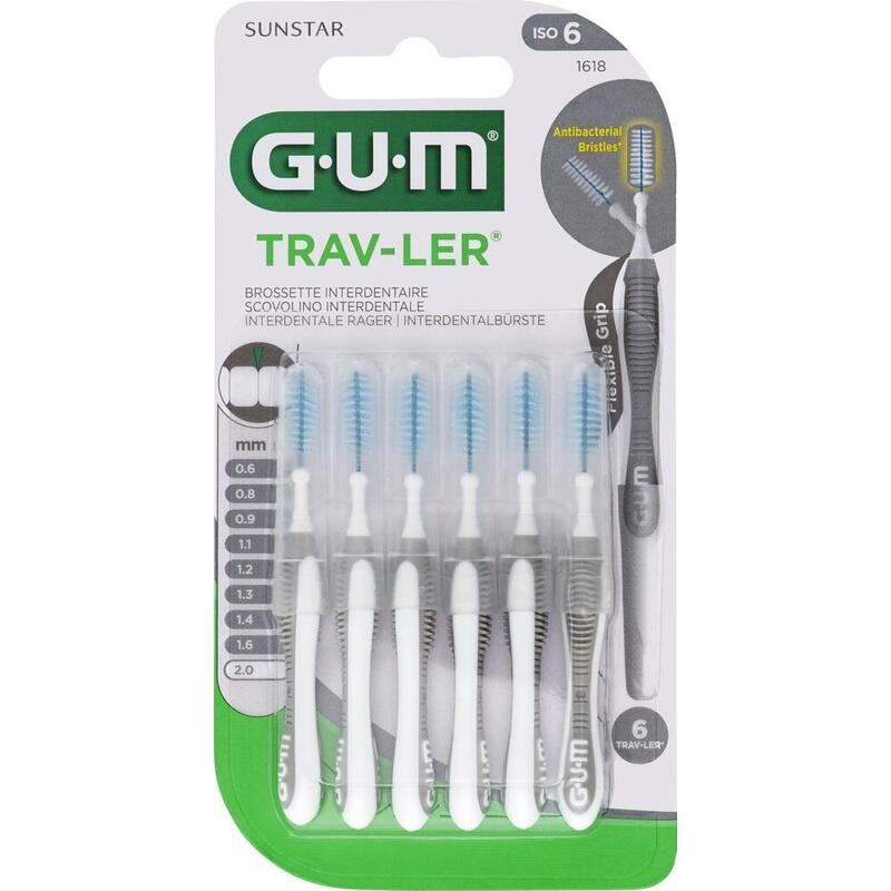 GUM TRAV-LER 2,0mm Kerze grau Interdental+6Kappen