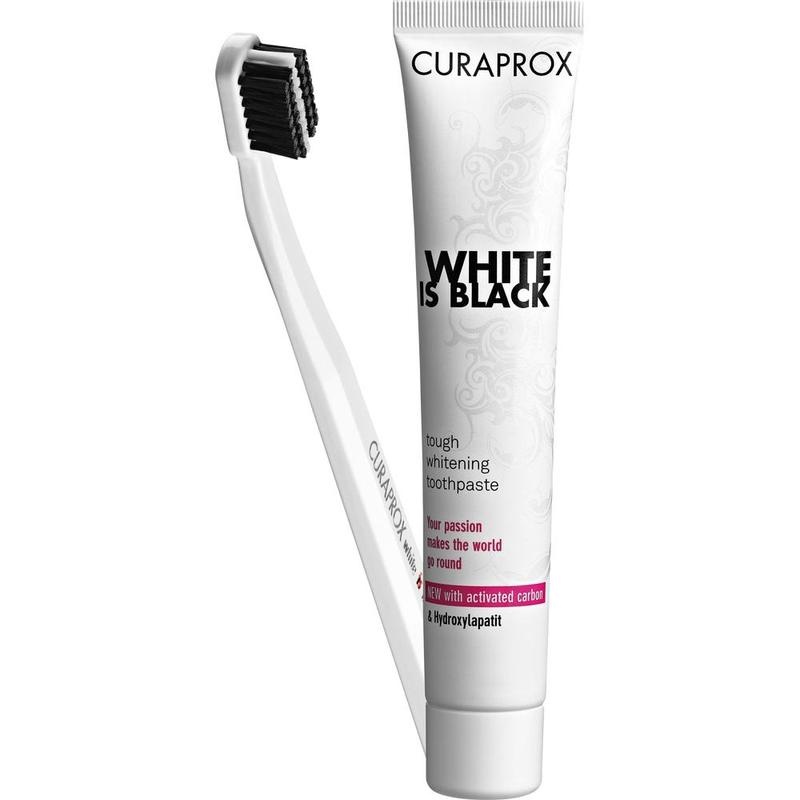 CURAPROX white is black Kohlezahnpasta mild+Bürste