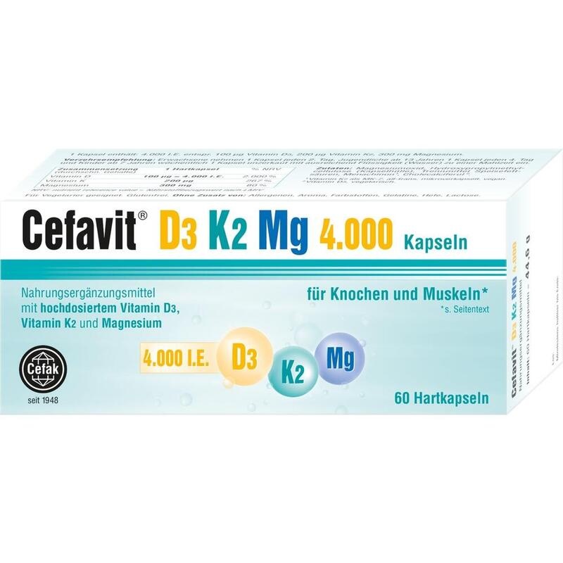 CEFAVIT D3 K2 Mg 4.000 I.E. Hartkapseln