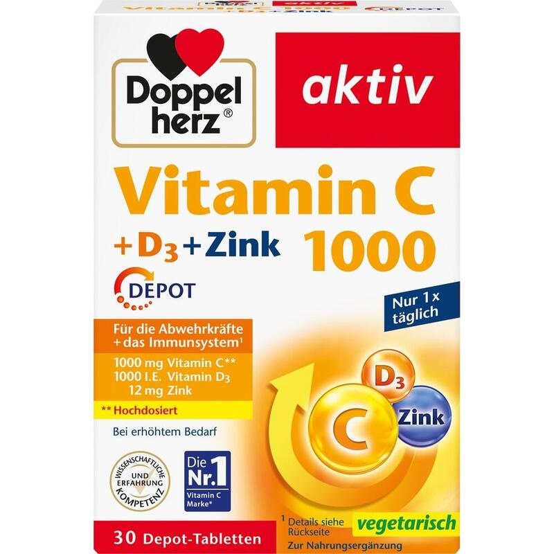 DOPPELHERZ Vitamin C 1000+D3+Zink Depot Tabletten