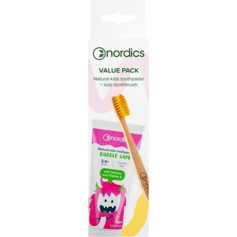 ZAHNPASTA Bubble Gum+Öko Zahnbürste Kids gelb
