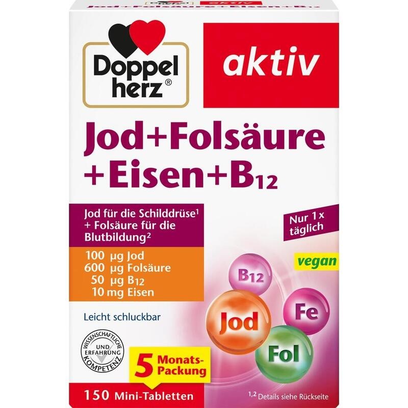 DOPPELHERZ Jod+Folsäure+Eisen+B12 Tabletten