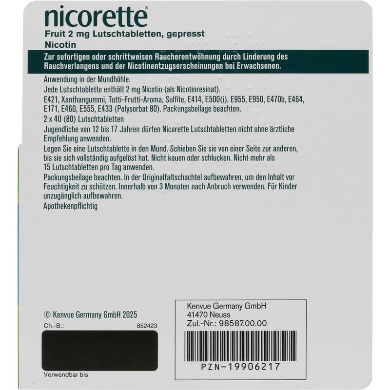 NICORETTE Fruit 2 mg Lutschtabletten gepresst